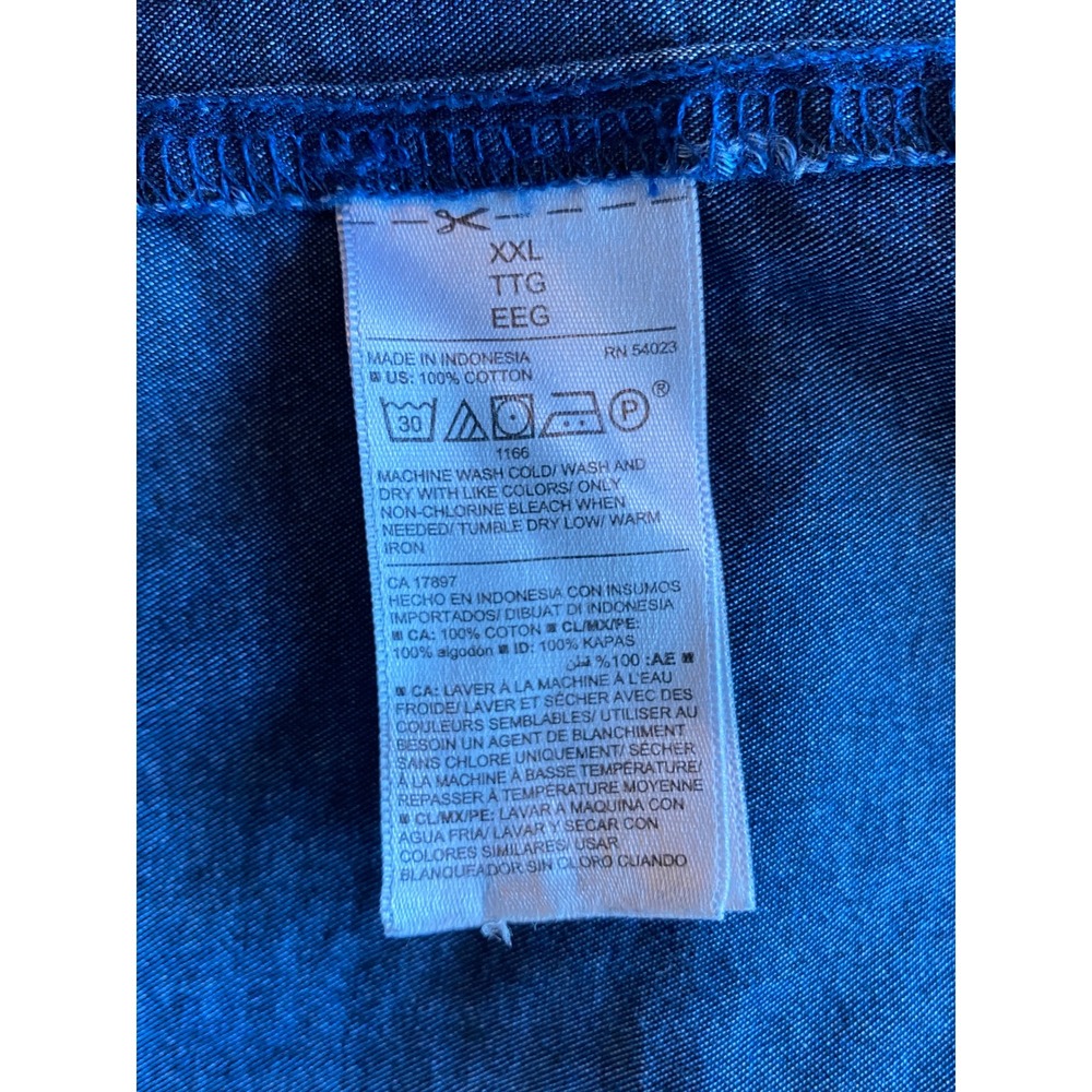 Old Navy Chambray Denim Shirt Dress Sz XXL Blue Ruffle Button Front Boho Western - Picture 5 of 6